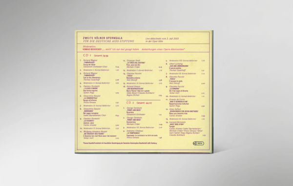 Rückseite der CD zur 2. festlichen Operngala mit allen Titeln und Interpreten