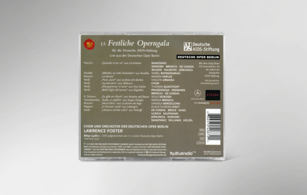 Rückseite der CD zur 13. festlichen Operngala mit allen Titeln und Interpreten